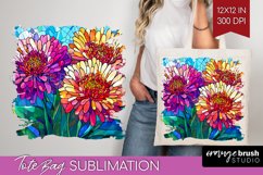 Stained Glass Flowers Tote Bag - Floral Tote Bag PNG Product Image 1