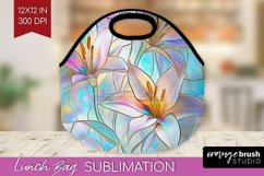 Stained Glass Flowers Lunch Bag - Floral Lunch Bug PNG Product Image 1