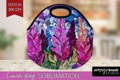 Stained Glass Flowers Lunch Bag - Floral Lunch Bug PNG Product Image 1