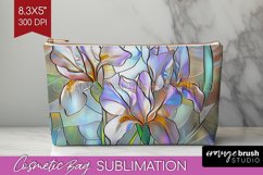 Stained Glass Flowers Cosmetic Bag - Floral Makeup Bag PNG Product Image 1