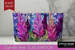Stained Glass Flowers Cosmetic Bag - Floral Makeup Bag PNG Product Image 1