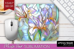 Stained Glass Flowers Mouse Pad Sublimation - Floral PNG Product Image 1