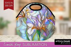 Stained Glass Flowers Lunch Bag - Floral Lunch Bug PNG Product Image 1