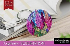 Stained Glass Flowers Keychain PNG - Floral Keychain Product Image 1