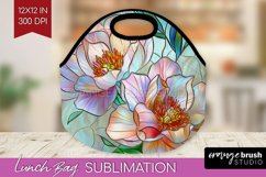 Stained Glass Flowers Lunch Bag - Floral Lunch Bug PNG Product Image 1