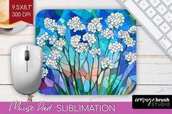 Stained Glass Flowers Mouse Pad Sublimation - Floral PNG Product Image 1