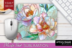 Stained Glass Flowers Mouse Pad Sublimation - Floral PNG Product Image 1