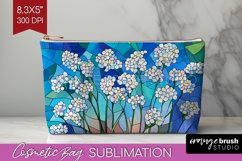 Stained Glass Flowers Cosmetic Bag - Floral Makeup Bag PNG Product Image 1