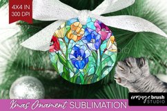 Stained Glass Flowers Ornament PNG - Floral PNG Sublimation Product Image 1