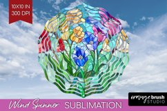 Stained Glass Flowers Wind Spinner Sublimation PNG - Floral Product Image 1