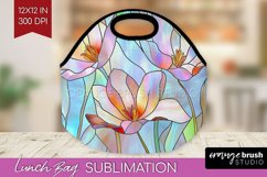 Stained Glass Flowers Lunch Bag - Floral Lunch Bug PNG Product Image 1