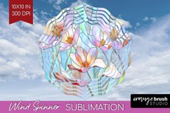 Stained Glass Flowers Wind Spinner Sublimation PNG - Floral Product Image 1