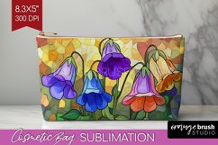 Stained Glass Flowers Cosmetic Bag - Floral Makeup Bag PNG Product Image 1