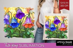 Stained Glass Flowers Tote Bag - Floral Tote Bag PNG Product Image 1