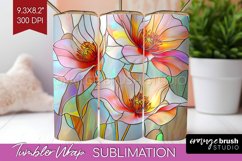 Stained Glass Flowers Tumbler Wrap - Floral Tumbler PNG Product Image 1