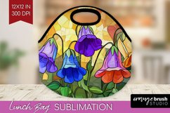 Stained Glass Flowers Lunch Bag - Floral Lunch Bug PNG Product Image 1