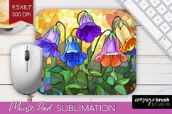 Stained Glass Flowers Mouse Pad Sublimation - Floral PNG Product Image 1