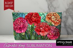 Stained Glass Flowers Cosmetic Bag - Floral Makeup Bag PNG Product Image 1
