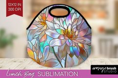 Stained Glass Flowers Lunch Bag - Floral Lunch Bug PNG Product Image 1