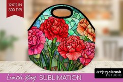 Stained Glass Flowers Lunch Bag - Floral Lunch Bug PNG Product Image 1