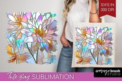 Stained Glass Flowers Tote Bag - Floral Tote Bag PNG Product Image 1