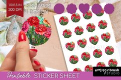 Stained Glass Flowers Round Sticker - Floral Printable Sheet Product Image 1