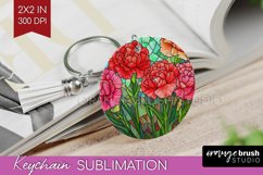 Stained Glass Flowers Keychain PNG - Floral Keychain Product Image 1