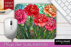 Stained Glass Flowers Mouse Pad Sublimation - Floral PNG Product Image 1