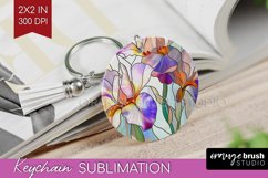 Stained Glass Flowers Keychain PNG - Floral Keychain Product Image 1