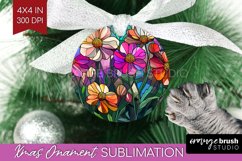 Stained Glass Flowers Ornament PNG - Floral PNG Sublimation Product Image 1