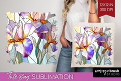 Stained Glass Flowers Tote Bag - Floral Tote Bag PNG Product Image 1