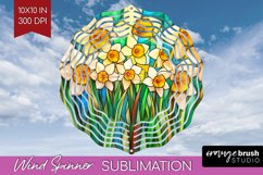 Stained Glass Flowers Wind Spinner Sublimation PNG - Floral Product Image 1