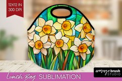 Stained Glass Flowers Lunch Bag - Floral Lunch Bug PNG Product Image 1