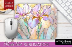 Stained Glass Flowers Mouse Pad Sublimation - Floral PNG Product Image 1