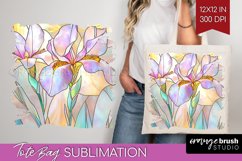 Stained Glass Flowers Tote Bag - Floral Tote Bag PNG Product Image 1