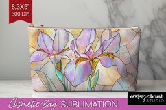 Stained Glass Flowers Cosmetic Bag - Floral Makeup Bag PNG Product Image 1