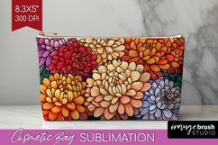 Stained Glass Flowers Cosmetic Bag - Floral Makeup Bag PNG Product Image 1