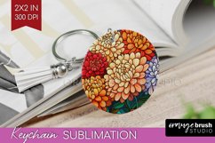 Stained Glass Flowers Keychain PNG - Floral Keychain Product Image 1