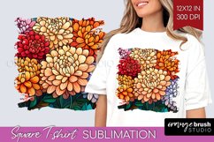 Stained Glass Flowers Square Tshirt Background - Floral PNG Product Image 1