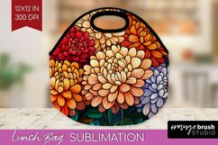 Stained Glass Flowers Lunch Bag - Floral Lunch Bug PNG Product Image 1
