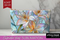 Stained Glass Flowers Cosmetic Bag - Floral Makeup Bag PNG Product Image 1
