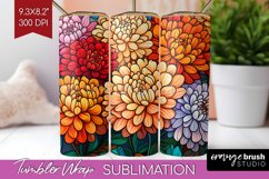 Stained Glass Flowers Tumbler Wrap - Floral Tumbler PNG Product Image 1