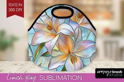 Stained Glass Flowers Lunch Bag - Floral Lunch Bug PNG Product Image 1