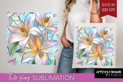 Stained Glass Flowers Tote Bag - Floral Tote Bag PNG Product Image 1