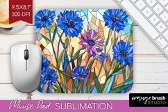 Stained Glass Flowers Mouse Pad Sublimation - Floral PNG Product Image 1