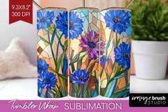 Stained Glass Flowers Tumbler Wrap - Floral Tumbler PNG Product Image 1