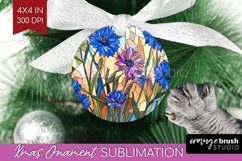 Stained Glass Flowers Ornament PNG - Floral PNG Sublimation Product Image 1