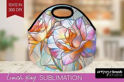 Stained Glass Flowers Lunch Bag - Floral Lunch Bug PNG Product Image 1