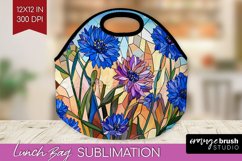 Stained Glass Flowers Lunch Bag - Floral Lunch Bug PNG Product Image 1