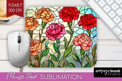 Stained Glass Flowers Mouse Pad Sublimation - Floral PNG Product Image 1